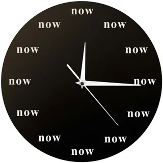 Colcolo Wanduhr mit Aufschrift „The Time is Now“, Wandornament, stilvoll, lustig, niedlich, dekorative Motivationsuhr für Büro, Schlafzimmer, Innenbereich, Schwarz
