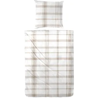 Enrico Coss, Bettwäsche, Baumwoll Seersucker Bettwäsche Lexington beige (Bettwäsche Set, 135x200 cm + 80x80 cm)