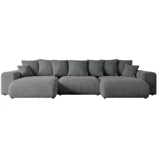 altdecor Ecksofa Cord 6-Sitzer Dunkelgrau