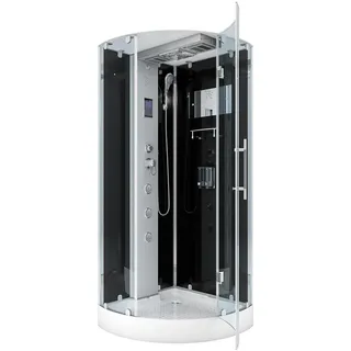 AcquaVapore D37-13R0 Komplettdusche rechts 90 x 218 cm Schwarz Sicherheitsglas ESG