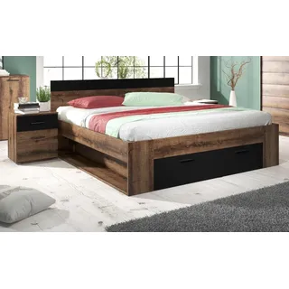 99rooms Bettgestell Era (Schlafzimmerbett, Bett), 160/180 x 200 cm, aus Holzwerkstoff, Modern Design, variabel stellbar schwarz