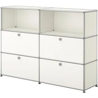 USM Haller Sideboard mit 4 Klapptüren und 2 offenen Fächern Reinweiß