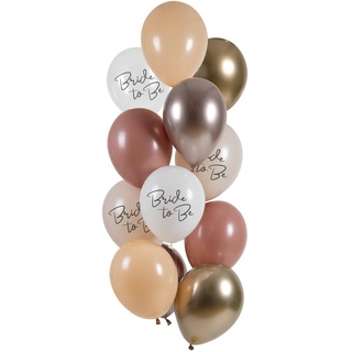 Folat 25162 Bride to Be 33cm-12 Stück-Für Junggesellenabschied Deko Luftballons Set-Latex Ballons in Roségold-Für den Polterabend, Party Hochzeit, Mehrfarbig, one Size