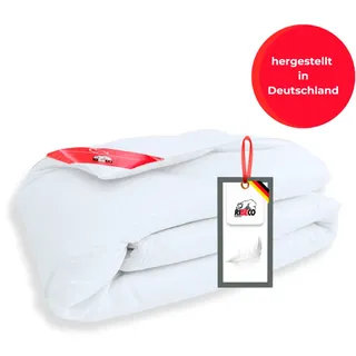 RIBECO GERMANY Daunenbettdecke Johanna 135x200 cm + Kopfkissen 40x80 cm Set & Wärmeklasse: normal, Daunendecke & Kopfkissen aus Federn. & Daunen, hausstauballergikerfreundlich, Made in Germany