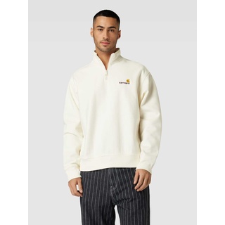 Sweatshirt mit Stehkragen und Reißverschluss, Offwhite, XL