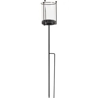 Gartenstecker Fackel Stäbe Eisen/Glas Schwarz 58 cm x Ø 9 cm