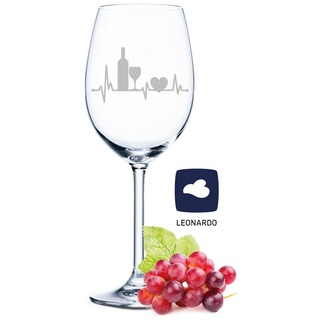 GRAVURZEILE Rotweinglas Leonardo Weinglas mit Gravur - Heartbeat, Glas, graviertes Geschenk für Partner, Freunde & Familie weiß