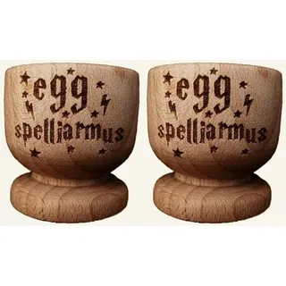 Eierbecher aus Holz von FastCraft, Motiv von Harry Potter inspiriert, als Geschenk für die Hauseinweihung, zum Geburtstag, holz, 2er-Set