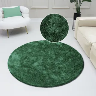 Hochflor-Teppich BRUNO BANANI "Dana Teppich" Teppiche Gr. Ø 140 cm, 30 mm, 1 St., grün (dunkelgrün) Esszimmerteppiche