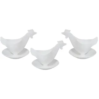Sonja PLASTIC Eierbecher Huhn in Pastellfarben 3er Set weiß