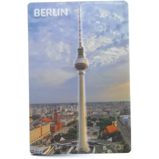 Magnet BERLIN | Fernsehturm Alexanderplatz | Mini-Blechschild 9x6 cm mit Relief Stanzung | typisches Souvenir & Geschenk