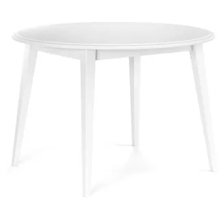 Feldmann-Wohnen Esstisch Belluno Elegante (runde Tischplatte, 1-St., moderne Optik, runde Tischplatte), 90x90x74,5cm Massivholz Kiefer weiß lackiert ausziehbar weiß 90 cm x 74 cm x 90 cm