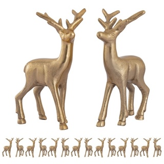 Amagohome Deko Figur Hirsch VE 8x 2 Stück Tischdekoration Tierfigur Metall Weihnachtsdeko : gold