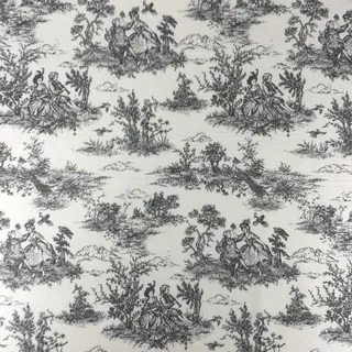 Toile De Jouy French Lovers Bedrucktes Baumwoll-Leinen-Kleid im Vintage-Look, Vorhang, Möbel, Polsterung, Zuhause, Stoffmaterial (pro halber Meter, schwarz)