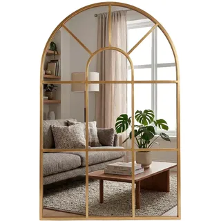 Marctani Fensterspiegel aus Metall - Gewölbter Spiegel im Industrie-Design - Großer Spiegel Fensteroptik für Flur und Wohnzimmer