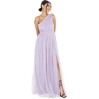 Anaya with Love Damen Womens Ladies Maxi One Cold Shoulder Dress with Slit Split Sleeveless Prom Wedding Guest Bridesmaid Ball Evening Gown Kleid, Dusty Lilac, 44