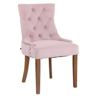 TPFLiving Esszimmerstuhl Aboli mit hochwertig gepolsterter Sitzfläche - Konferenzstuhl (Küchenstuhl - Wohnzimmerstuhl), Gestell: Kautschukholz antik-hell - Sitzfläche: Samt Pink rosa