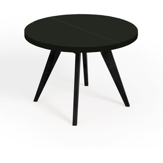 Runder Ausziehbarer Tisch für Esszimmer, LORA, Loft-Stil, Skandinavische, Durchmesser: 100 / 150 cm, Farbe: Schwarz