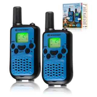 Bresser Junior 8811400 - Walkie Talkie 2er-Set, Funkgeräte mit hoher Reichweite bis zu 6 km, blau