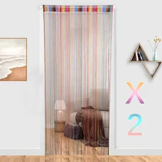 HYSENM 2 Stücke Fadengardine Fadenvorhang 100 x 200cm Fliegenvorhang Terrassentür Glitzer Schön für Hochzeit, 18 Farben