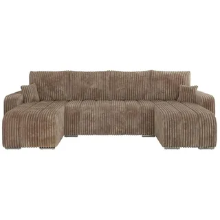 Wohnlandschaft mit Schlaffunktion Kirasso , braun , Maße (cm): B: 320 H: 86