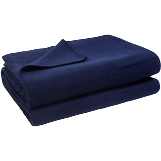 Soft-Fleece-Decke – Polarfleece-Decke mit Häkelstich – flauschige Kuscheldecke – 220x240 cm – 595 dark marina - von ’zoeppritz since 1828’