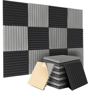 Fubdnefvo 12 StüCk Selbstklebende Akustikplatten, 12X12X1 Schalldichte Schaumstoffplatten, Schalldichte Wandplatten für das Heimstudio