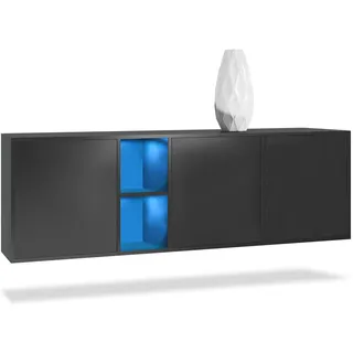 Vladon Cuba 182 x 53 x 35 cm Schwarz matt