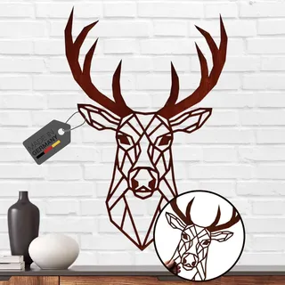 Terma Stahldesign Wanddeko Hirschkopf Geometrisch XXL Rost Made in Germany Hirsch Deko Metall Bilder Wand Bild Hirschkopf Deko Wohnzimmer Schlafzimmer Wandtattoo Hirsch Kopf industrial stierkopf