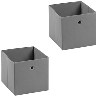 IDIMEX Aufbewahrungsbox BELLA (Set), 2er Pack Stoffbox Faltbox Regalbox faltbar Organizer Regalkiste in gra grau