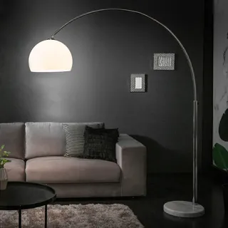 Bogenlampe LOUNGE DEAL - 175-205cm - weiß - Marmorfuß - Stehlampe - ausziehbar