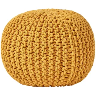 Homescapes Strick-Pouf, Currygelb, Textil, Uni, Rund, 40x35x40 cm, Wohnzimmer, Hocker, Poufs