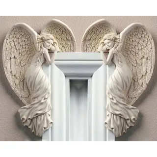ITODA Engel Deko Figur Engel der Erlösung Wandskulpturen Engelfigur mit Flügel Schutzengel Türdeko Angel Dekofigur Weihnachtsengel Wanddeko Engelkind Skulptur Geschenk Geburtstag Weihnachten Advent