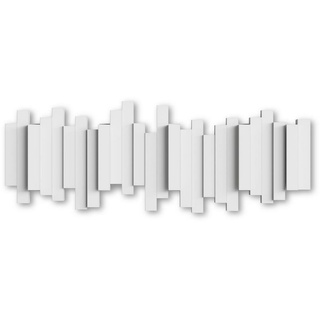 Umbra Garderobenhaken Stäbchen, 49 x 18 x 3 cm, Weiß, 5 Haken, aus Kunststoff, Garderobenleiste weiß