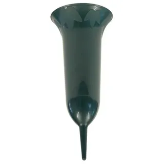 greemotion Grabvase Grün, Steckvase 0,8L, Vase für Grab 31cm, Grabdeko Kunststoff, Blumenvase für Grab, Trauerschmuck Blumen-Vase, robuste Friedhofsvase, witterungsbeständiger Grabschmuck