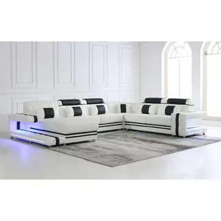 Xlmoebel Wohnlandschaft Leder Ecksofa U-Form mit hochwertiger Polsterung in modernem Design, Ecksofa, Hergestellt in Europa weiß