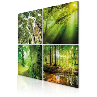 decomonkey Bilder Set Natur Wald 4 Teilig jedes Teil 20x20 cm Wandbild Baum | Strukturleinwand, Holzkeilrahmen, Leinwandbilder, Bild auf Leinwand, Kunstdruck, Wanddeko, Wohnzimmer, Wanddekoration