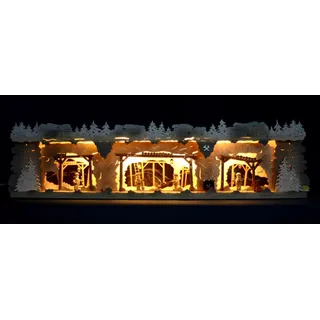 Große 75cm LED Panorama 3D Schwibbogen Sockel/Erhöhung - Bergbau/Bergmänner verschneit - Handwerkskunst aus dem Erzgebirge