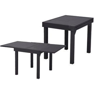 Ausziehtisch ELENA Aluminium grau 130cm Alu Garten Tisch Holz Optik Gartenmöbel