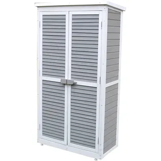 LECO Gartenschrank Momo 160 cm Grau-Weiß