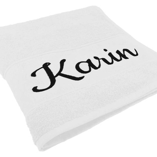 Handtuch mit Namen oder Wunschtext bestickt - 100 x 50 cm | weiß