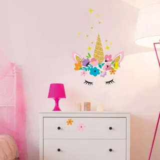 Wandsticker für Kinder, Motiv: Einhorn Enchantée Mädchen, H40 x L40 cm