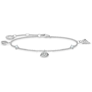 Thomas Sabo Damen Armband mit Muschelanhänger und Zirkonia aus 925er Sterling-Silber, Länge: 16cm-19cm, A2060-051-14-L19V