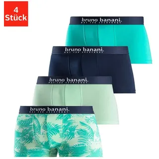 Bruno Banani Boxer Boxershorts für Herren (Packung, 4-St., 4er-Pack) mit Palmendruck und unifarben aus Baumwollmischung grün S (4)