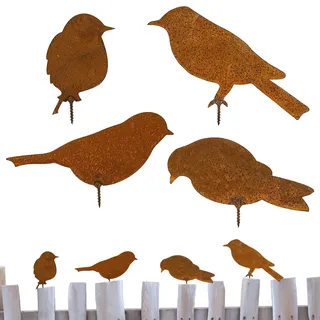 Rost Vogel Gartendeko,4 Stück Gartenstecker Rost Deko,Deko Edelrost Vögel | Metall Vögel Gartenstecker, mit Schraube, Vintage Gartendekoration, Rostdeko, Draußen Herbstdeko Outdoor, Holz Zaunfiguren