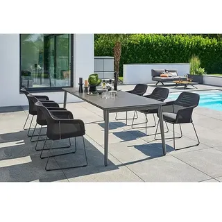 Sunfun Solo Gartentisch  (L x B x H: 230 x 100 x 76,5 cm, Aluminium, Sintered Stone, Night-Grey, Ausziehbar)