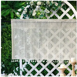 Jibenhome Vorhang Kurze Vorhänge Vintage-Quasten Boho-Gardinen, Stangentasche, Creme, Halbtransparent Fenstervorhänge