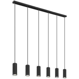 etc-shop Hängelampe Pendelleuchte schwarz 6 flammig schwarz Metall Esszimmerlampe hängend, Höhenverstellbar, schwarz Metall, 6x GU10 Fassungen, LxBxH 115x6x120 cm
