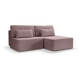 xonox Schlafsofa L-Form rechts Cord 2-Sitzer Altrosa
