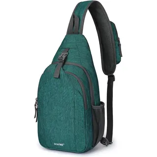 G4Free Sling Bag Rucksack, Diebstahlschutz, Brusttasche, Umhängetasche, Crossbody, Fitnessstudio, Tagesrucksack mit Kopfhörerloch für Outdoor, Radfahren, Reisen, Wandern, Herren und Damen, dunkelgrün,
